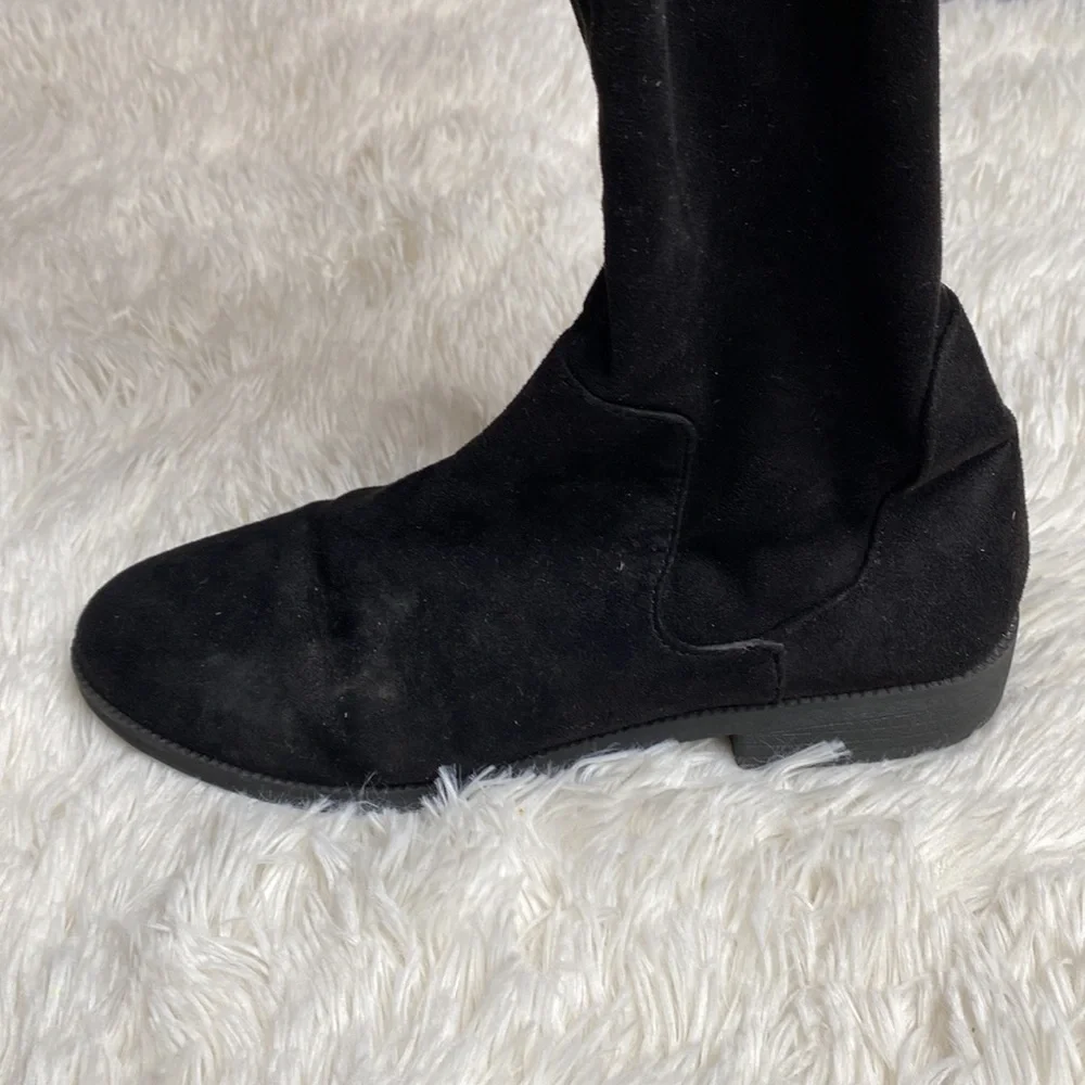 Rampage Black Faux Suede Over The Knee Boots Size 6.5 Excellent Condition